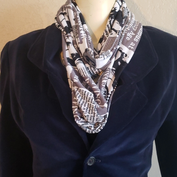Accessories - Newspaper design stretch infinity scarf